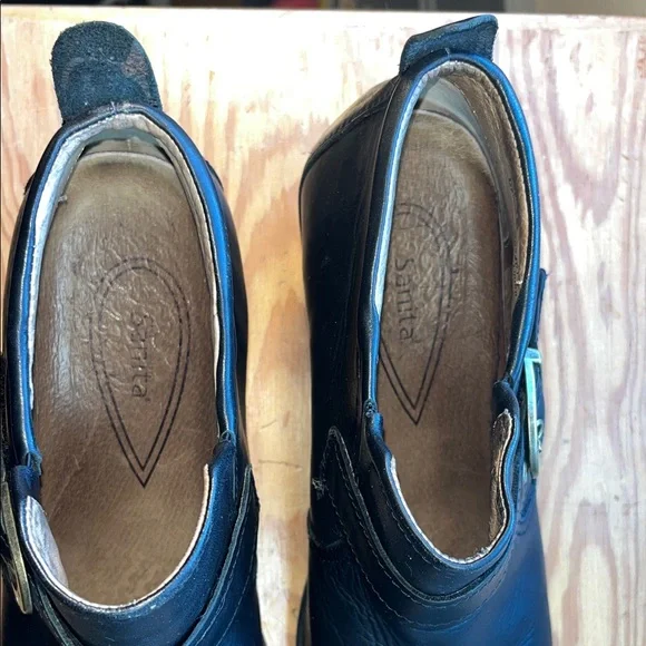 Sanita Black Leather Ankle‎ Booties with Buckle 9 - Picture 10 of 11